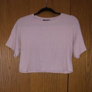 Medium Forever 21 Baby pink and white striped crop top